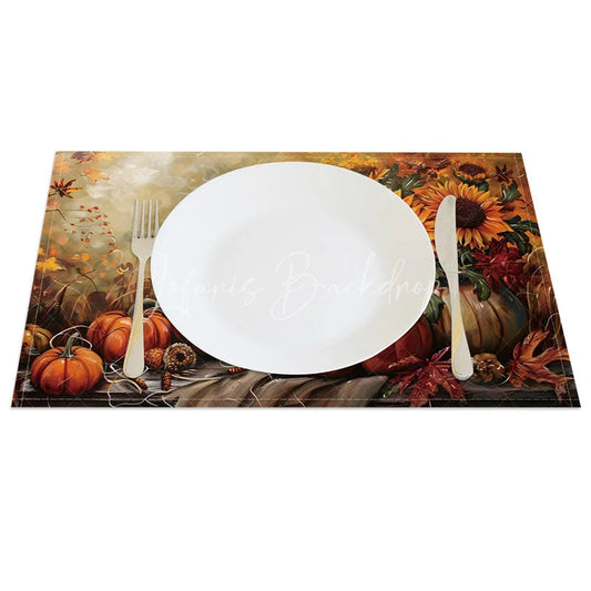 Lofaris Country Style Sunflower and Pumpkin Set of 4 Placemats for Fall Autumn Thanksgiving Table Decor
