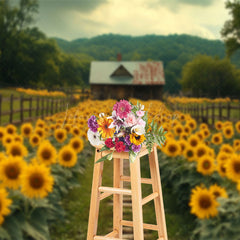 Lofaris Countryside Sunflower Field Summer Photo Backdrop