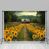 Lofaris Countryside Sunflower Field Summer Photo Backdrop
