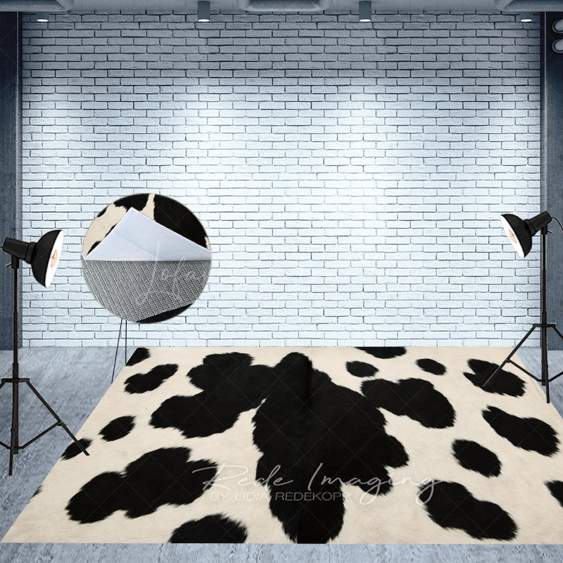 Lofaris Cow Pattern Carpet Fabric Floor Backdrop For Photo