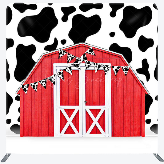 Lofaris Cow Pattern Farm Cowboy Square Tension Backdrop