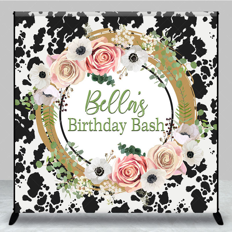 Lofaris Cow Pattern Floral Sweet Custom Birthday Backdrop