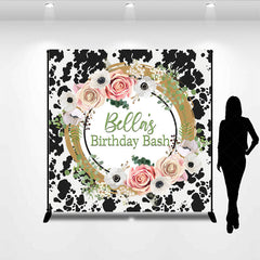 Lofaris Cow Pattern Floral Sweet Custom Birthday Backdrop