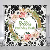 Lofaris Cow Pattern Floral Sweet Custom Birthday Backdrop