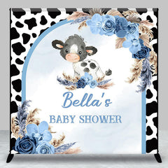 Lofaris Cow Print Boho Floral Custom Name Baby Shower Backdrop