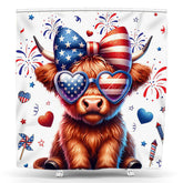 Lofaris Cow Sunglasses Sparkle Independence Day Shower Curtain
