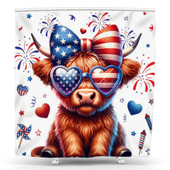 Lofaris Cow Sunglasses Sparkle Independence Day Shower Curtain