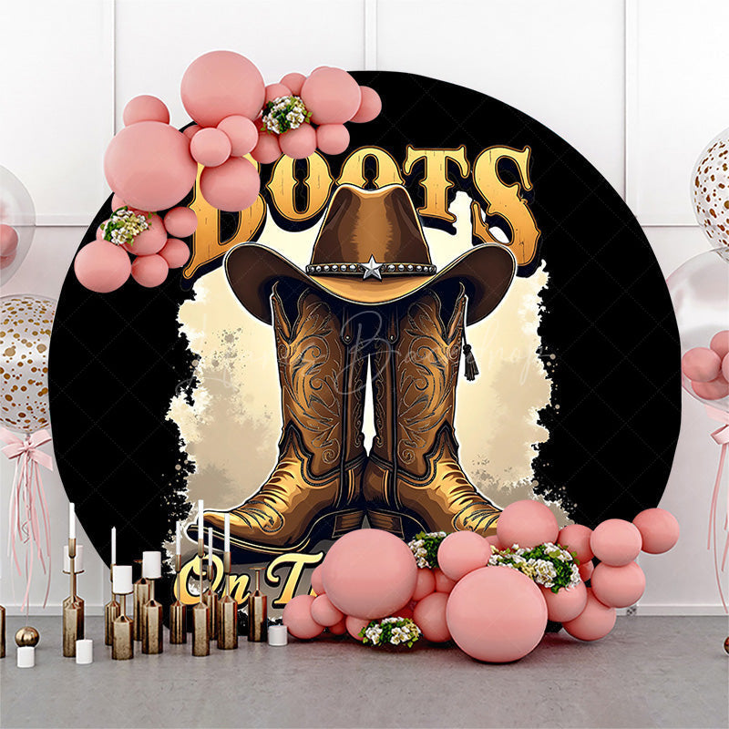 Lofaris Cowboy Boots On The Ground Round Birthday Backdrop