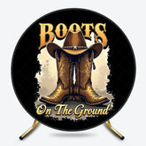 Lofaris Cowboy Boots On The Ground Round Birthday Backdrop