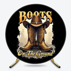 Lofaris Cowboy Boots On The Ground Round Birthday Backdrop