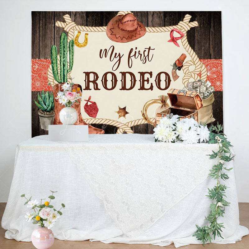 Lofaris Cowboy My First Rodeo 1st Birthday Backdrop