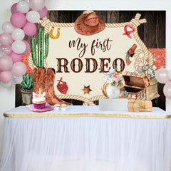 Lofaris Cowboy My First Rodeo 1st Birthday Backdrop