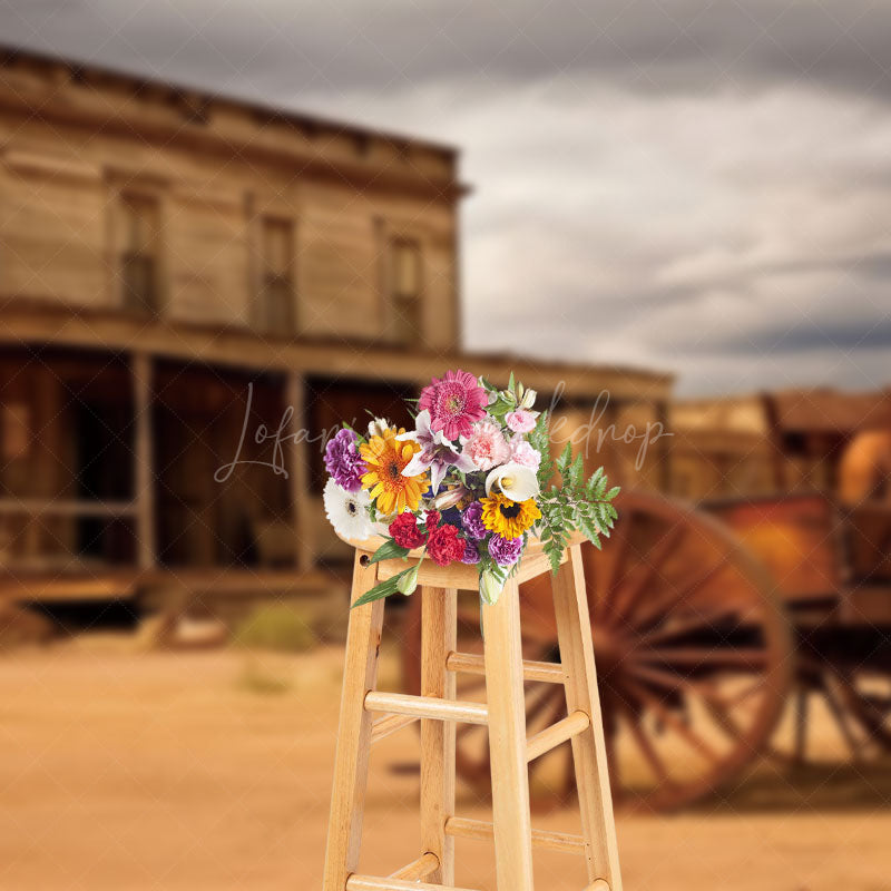 Lofaris Cowboy Plains Carriage Vintage Photography Backdrop