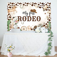 Lofaris Cowboy Print My First Rodeo Birthday Backdrop