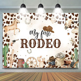Lofaris Cowboy Print My First Rodeo Birthday Backdrop