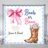 Lofaris Cowgirl Boots Bows Custom Name Gender Reveal Backdrop