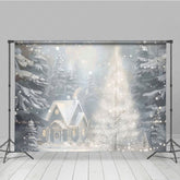 Lofaris Cozy Christmas Cottage Photography Backdrop Painterly Winter Snow Scene Holiday Mini Session Background