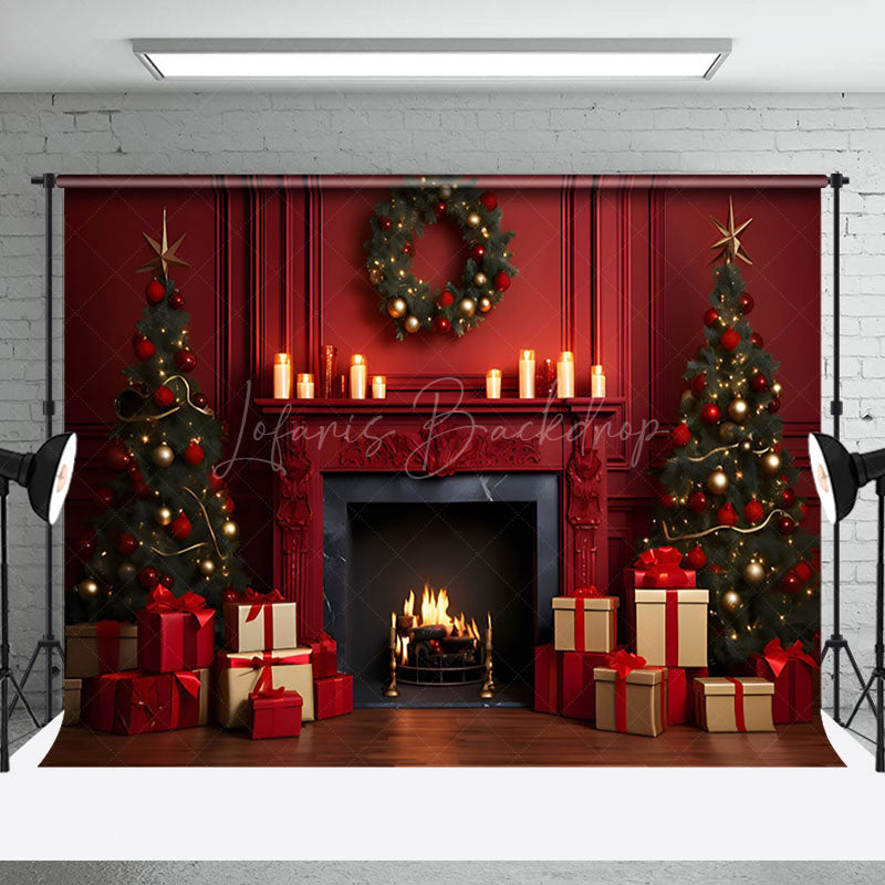 Lofaris Cozy Christmas Tree Candle Glit Holiday Backdrop