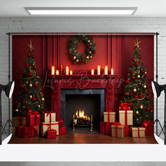 Lofaris Cozy Christmas Tree Candle Glit Holiday Backdrop