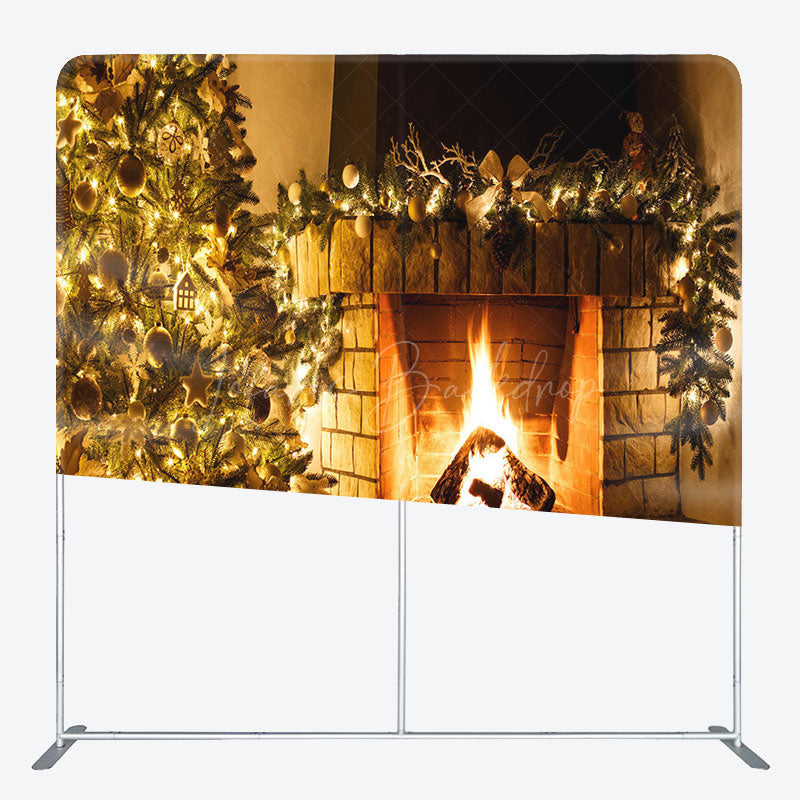 Lofaris Cozy Christmas Tree Fireplace Pillow Cover Backdrop