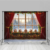 Lofaris Cozy Christmas Window Photography Backdrop Gingerbread Village on Windowsill Snowy Holiday Mini Session Background