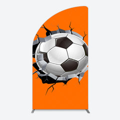 Lofaris Cracked Wall Orange Football Birthday Arch Backdrop