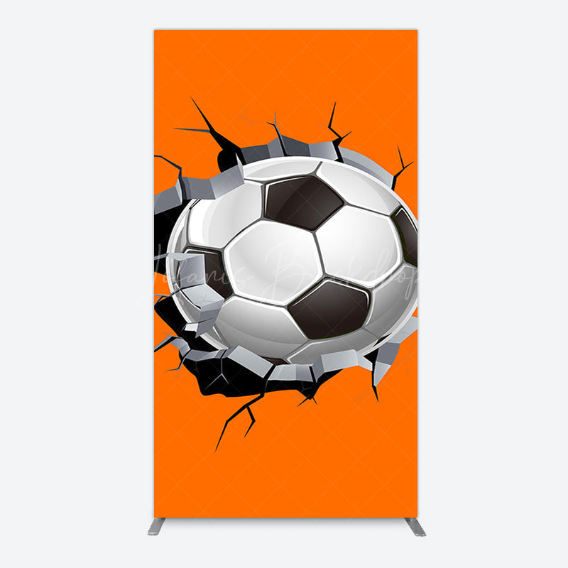 Lofaris Cracked Wall Orange Football Birthday Arch Backdrop