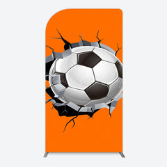 Lofaris Cracked Wall Orange Football Birthday Arch Backdrop