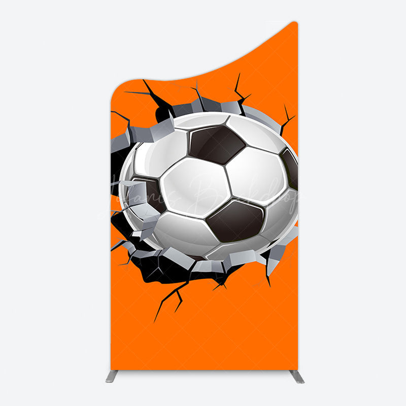 Lofaris Cracked Wall Orange Football Birthday Arch Backdrop