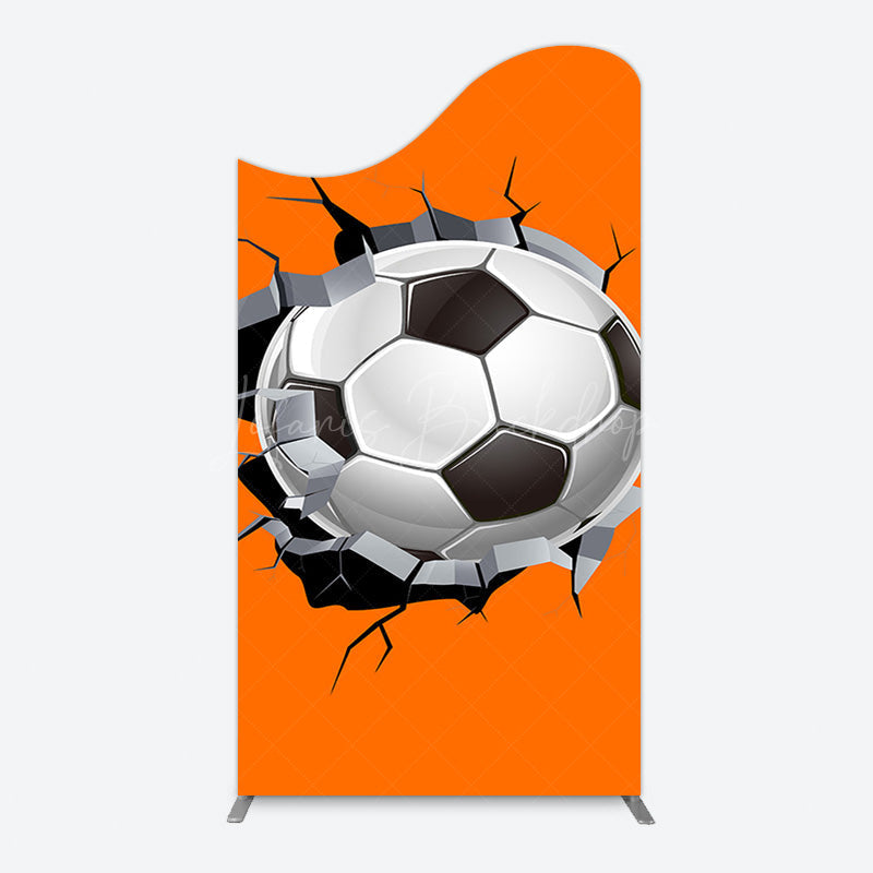 Lofaris Cracked Wall Orange Football Birthday Arch Backdrop