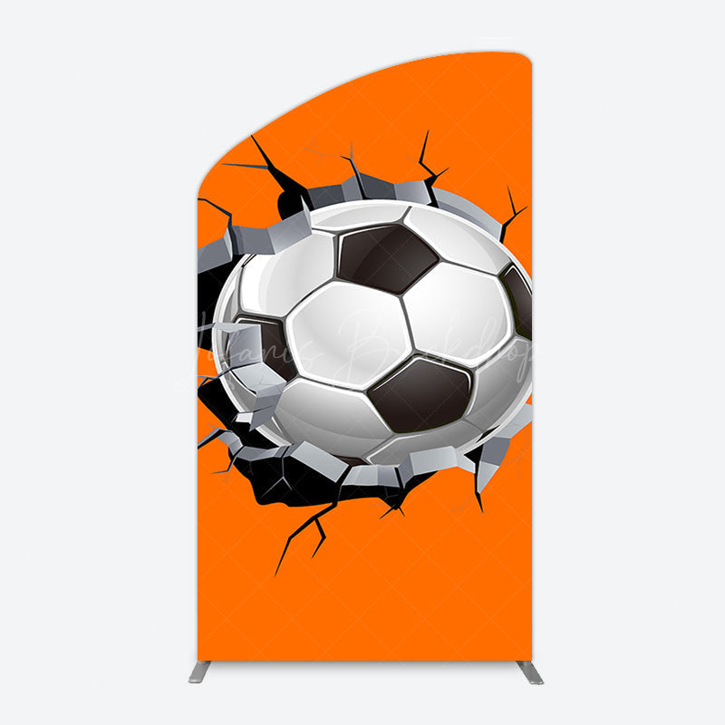 Lofaris Cracked Wall Orange Football Birthday Arch Backdrop