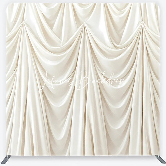 Lofaris Cream Ivory Draped Fabric Square Double-Sided Backdrop Luxurious Pleated Photography Background for Wedding Party