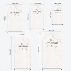 Lofaris Cream White Little Pearl is on the Way Round Top Arch Backdrop Elegant Baby Shower Ocean Theme Decor