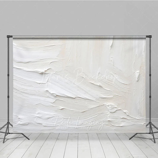 Lofaris Creamy White and Beige Textured Paint Strokes Photography Backdrop Abstract Art Studio Prop for Portraits