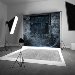 Lofaris Creepy Window with Spiderwebs Photography Backdrop Grungy Haunted House Wall Spooky Halloween Themed Portraits