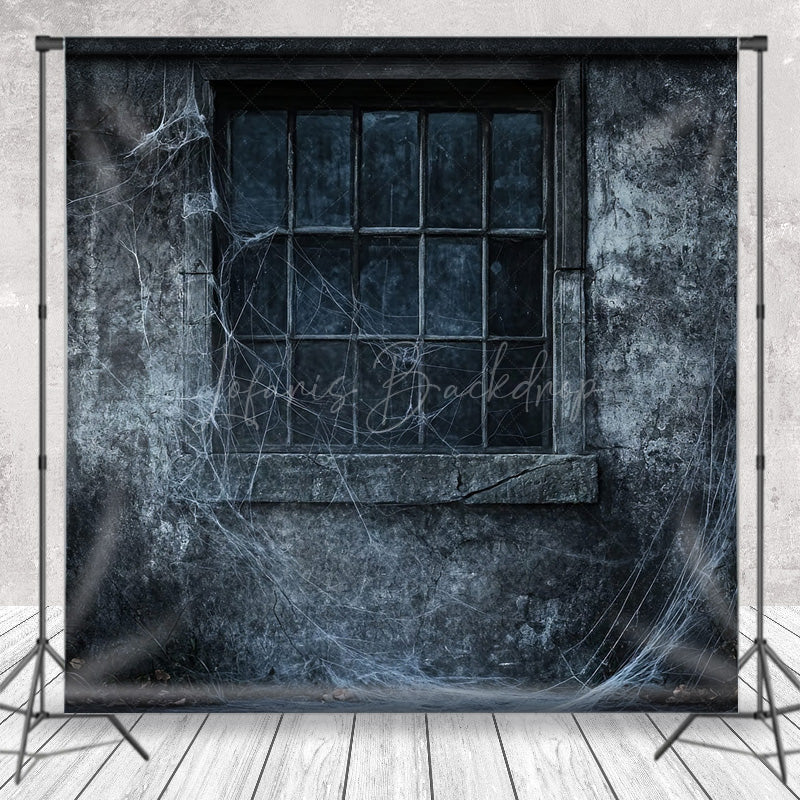 Lofaris Creepy Window with Spiderwebs Photography Backdrop Grungy Haunted House Wall Spooky Halloween Themed Portraits