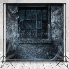 Lofaris Creepy Window with Spiderwebs Photography Backdrop Grungy Haunted House Wall Spooky Halloween Themed Portraits