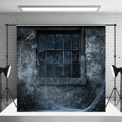 Lofaris Creepy Window with Spiderwebs Photography Backdrop Grungy Haunted House Wall Spooky Halloween Themed Portraits