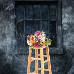 Lofaris Creepy Window with Spiderwebs Photography Backdrop Grungy Haunted House Wall Spooky Halloween Themed Portraits