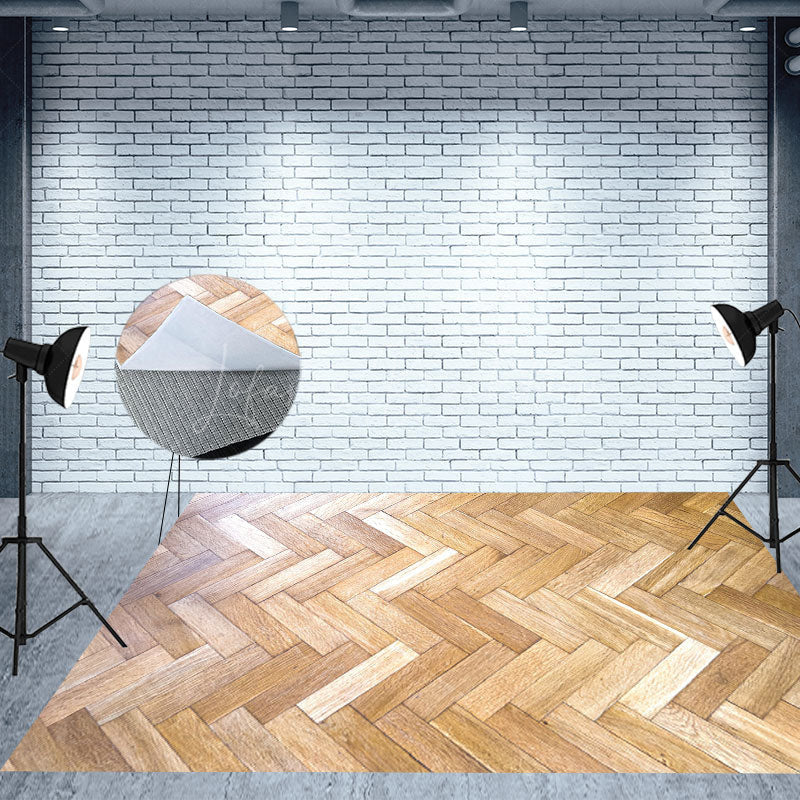 Lofaris Criss Crossing Wooden Pattern Fabric Floor Backdrop