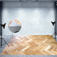 Lofaris Criss Crossing Wooden Pattern Fabric Floor Backdrop