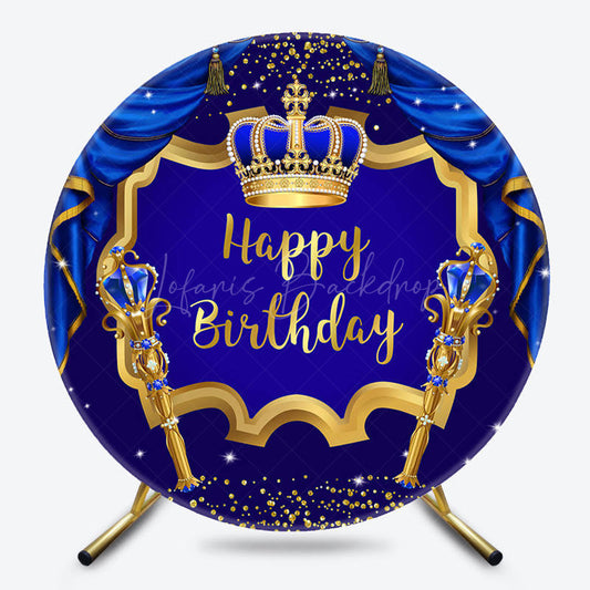 Lofaris Crown And Scepter Circle Happy Birthday Backdrop