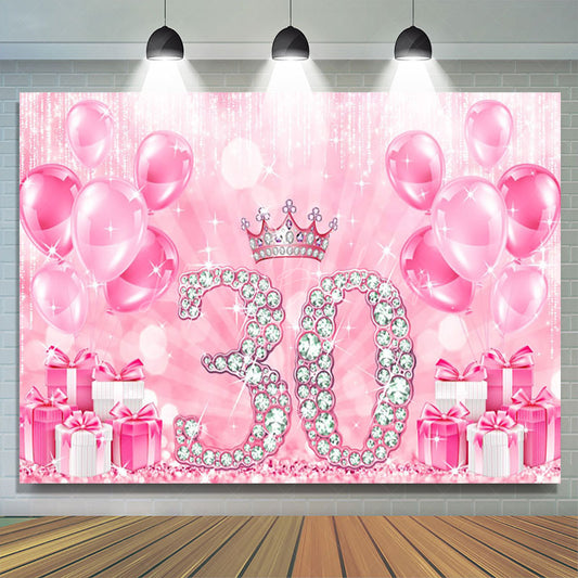 Lofaris Crown Step Into 30th Birthday Balloon Gift Backdrop
