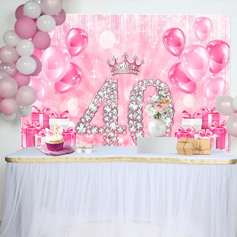 Lofaris Crown Talk To 40 Balloon Happy Birthday Backdrop