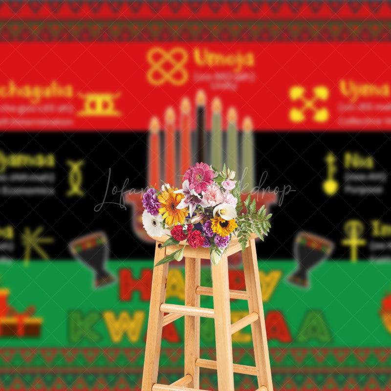 Lofaris Cultural Stripe Traditinal Heritage Kwanzaa Backdrop