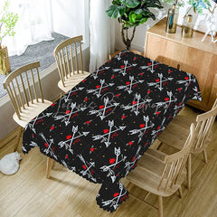 Lofaris Cupid Arrow Cross Rectangle Tablecloth I Love You Text on Black Romantic Valentine Kitchen Dining Decor