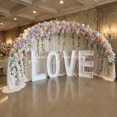 Lofaris Curved Half Moon Arch Backdrop Stand Adjustable 4 Poles Aluminum Frame for Wedding Event Party Decor