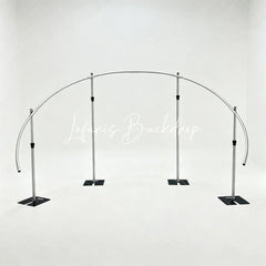 Lofaris Curved Half Moon Arch Backdrop Stand Adjustable 4 Poles Aluminum Frame for Wedding Event Party Decor