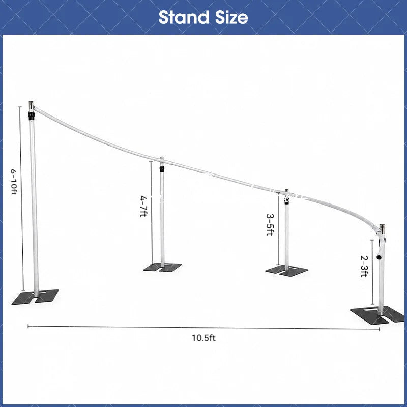 Lofaris Curved Wave Backdrop Stand Frame Adjustable Metal Tube Support for Wedding Event Decor