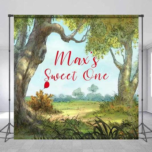 Lofaris Custom 1st Birthday Backdrop Classic Storybook Forest Personalize Name Watercolor Woodland Background Kids Party Decor